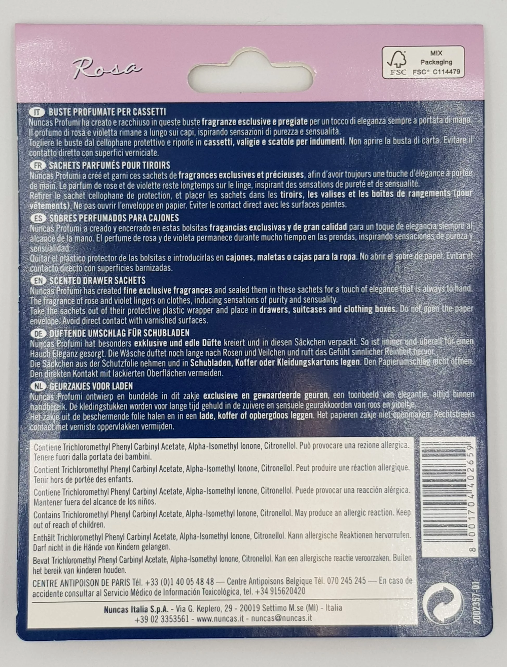 Sachets Parfumés pour Linge Nuncas (x2) | Diffuseur Armoire & Tiroir |Rose ou Gardénia