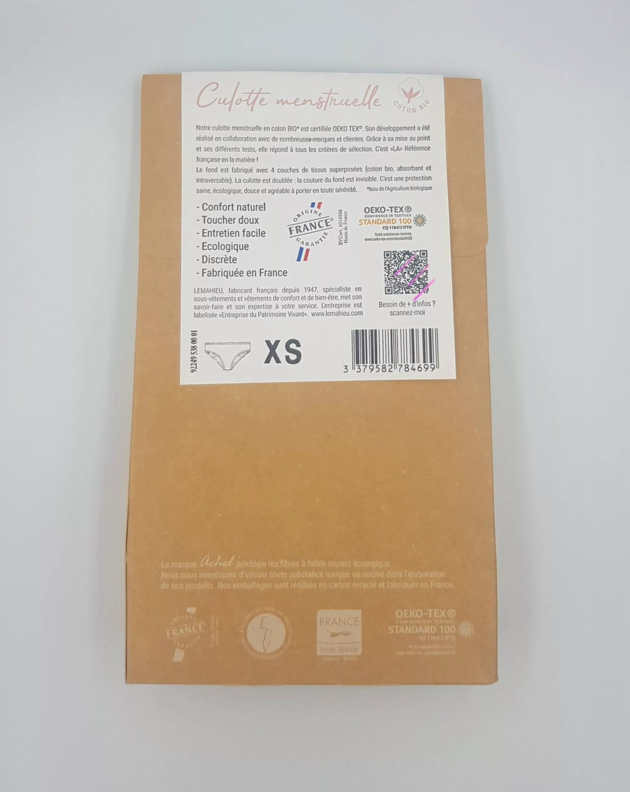 Culotte Menstruelle Achel Marine | Coton Bio GOTS | Fabrication Française