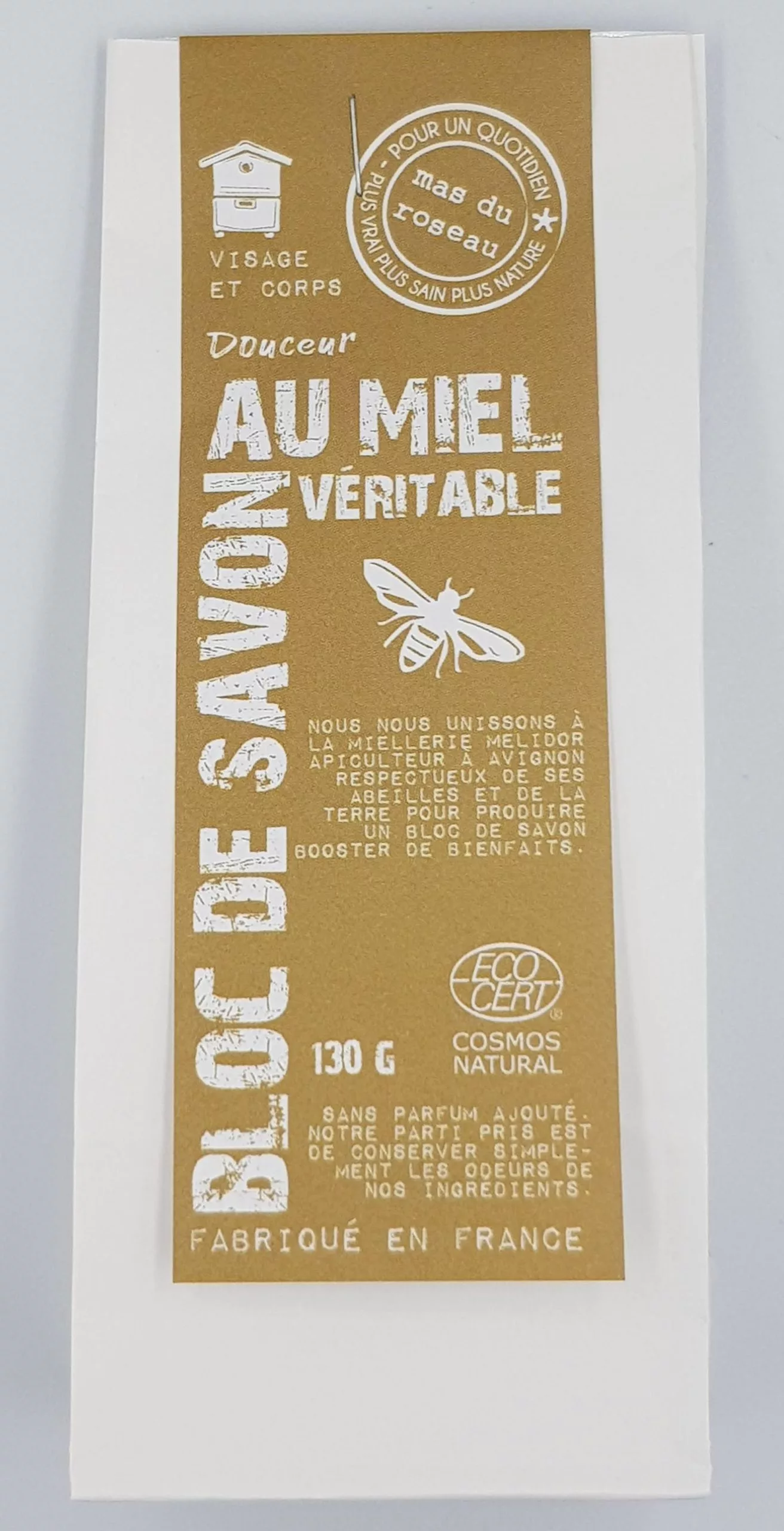 Bloc de savon Miel bienfaisant ou lait et grain de riz douceur 130gr