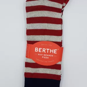Chaussettes Homme Marinière Berthe aux Grands Pieds – Fil d'Écosse – Rouge, Marine & Blanc