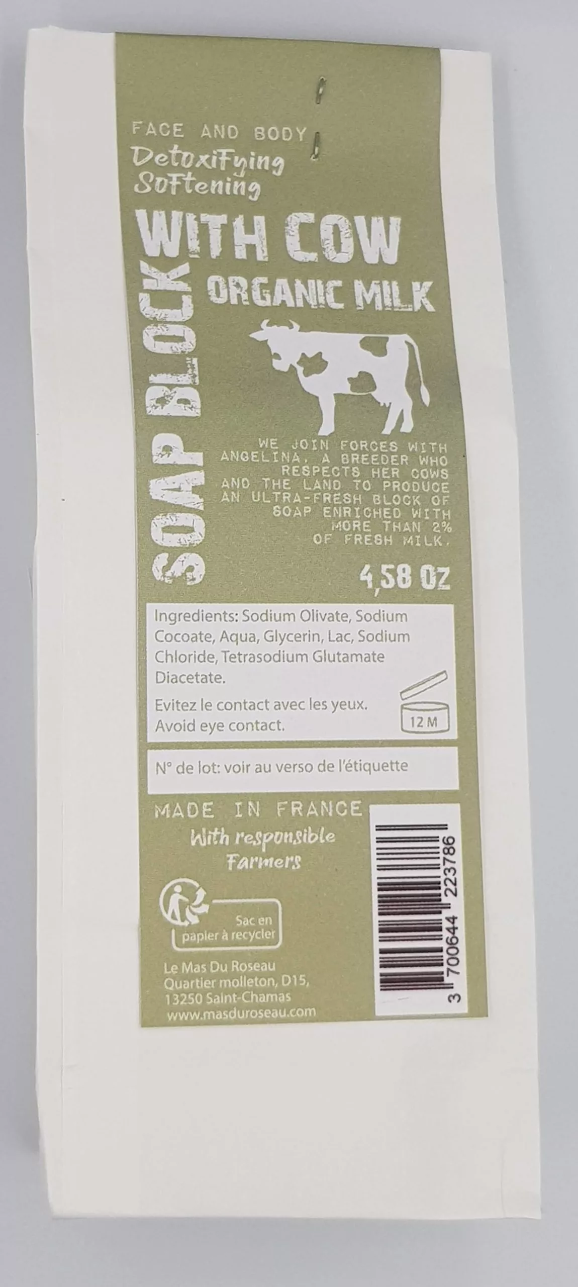 Savon au lait de vache 130 gr made in France