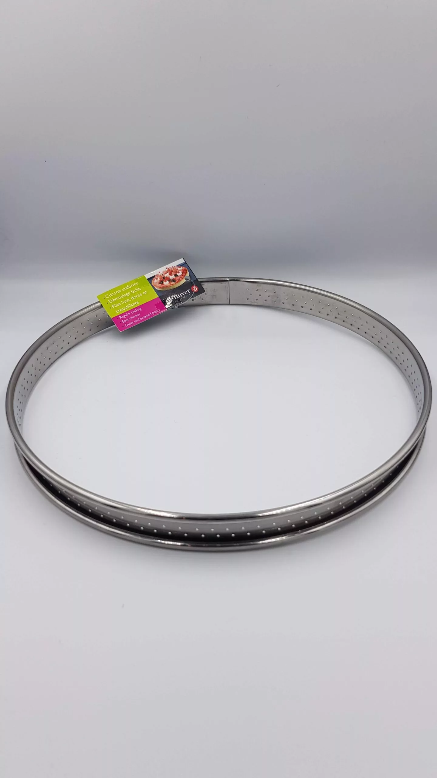 Cercle à tarte perforé inox 2cm de Buyer