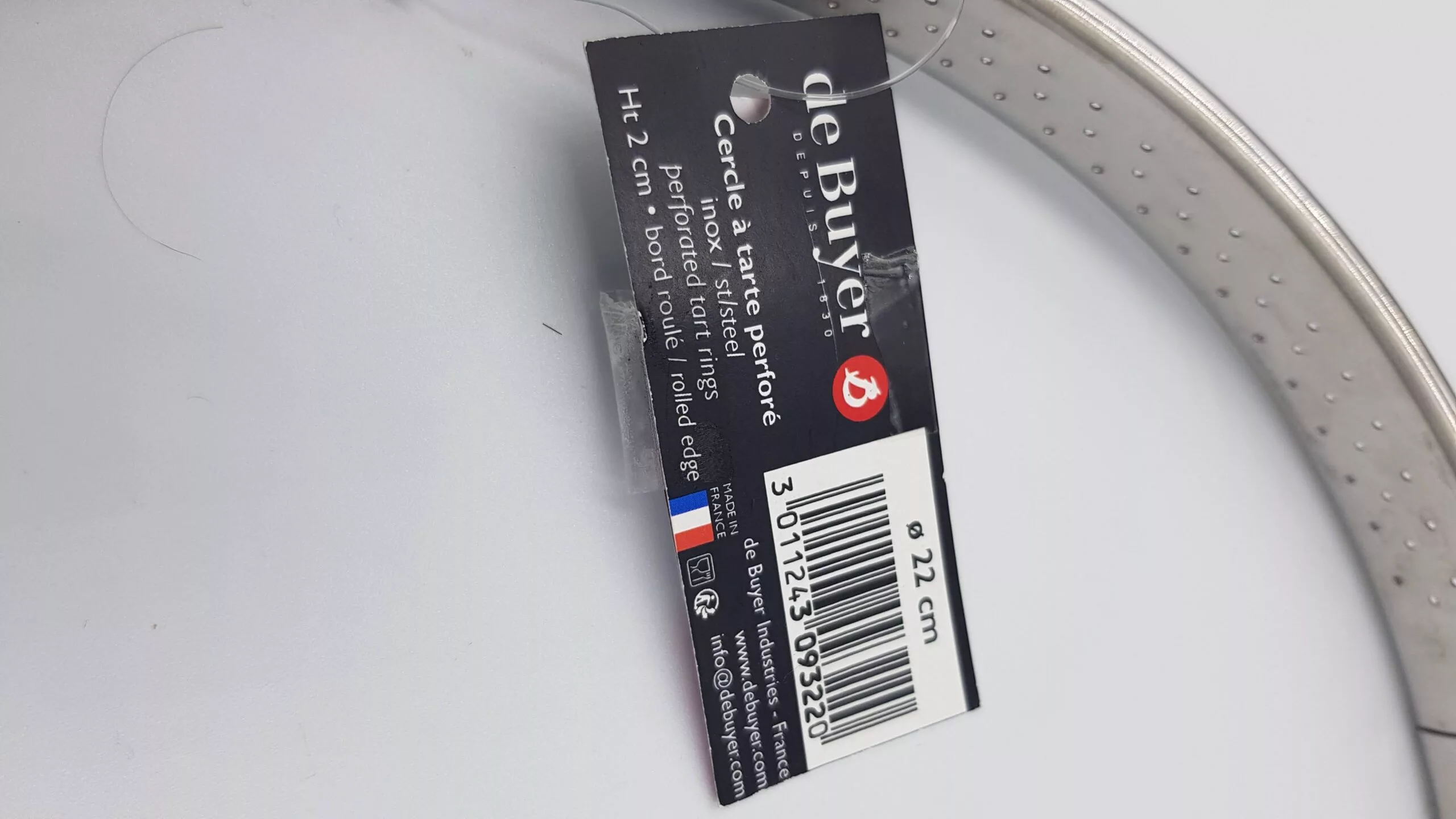 Cercle à tarte perforé inox 2cm de Buyer