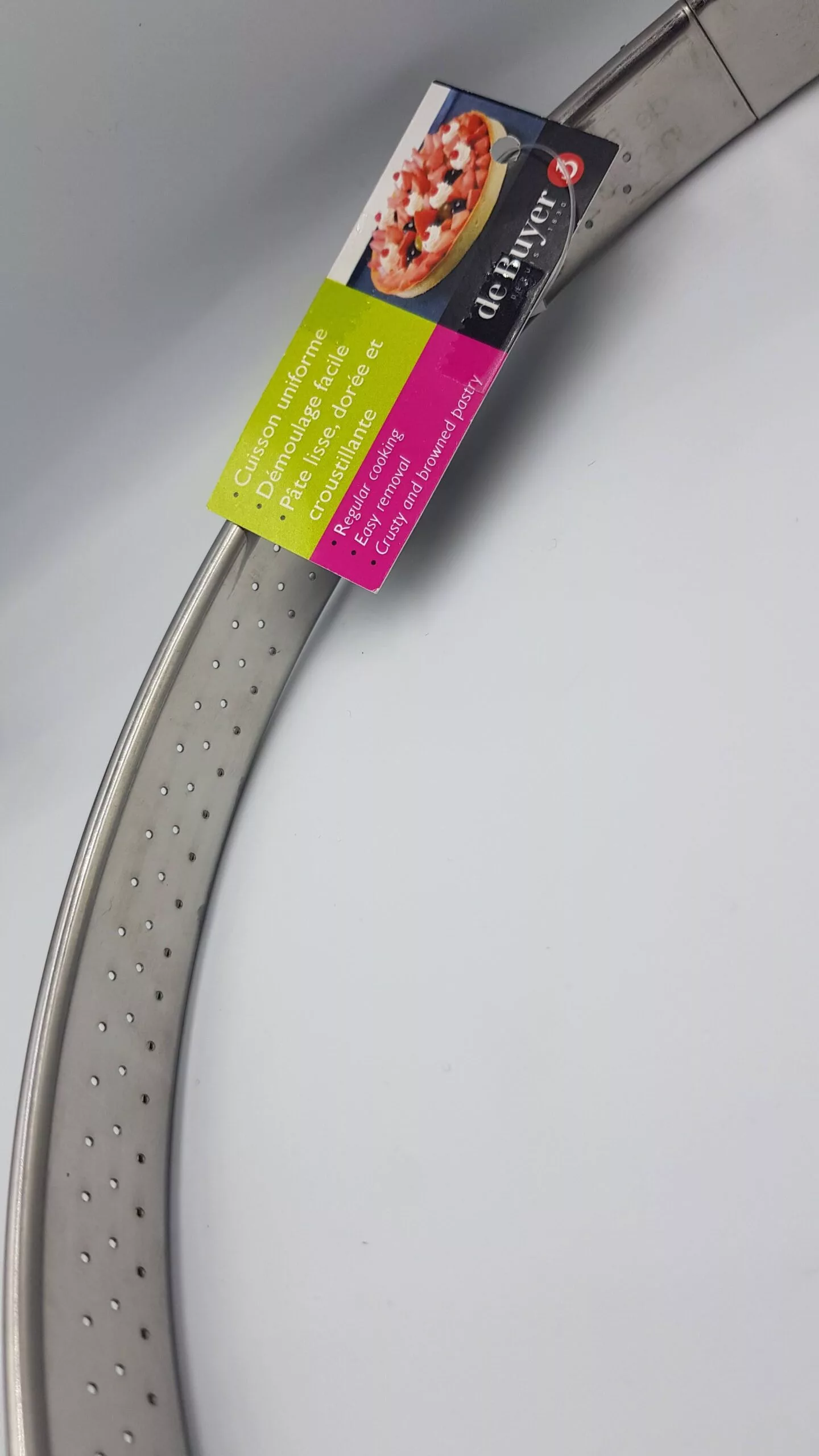 Cercle à tarte perforé inox 2cm de Buyer