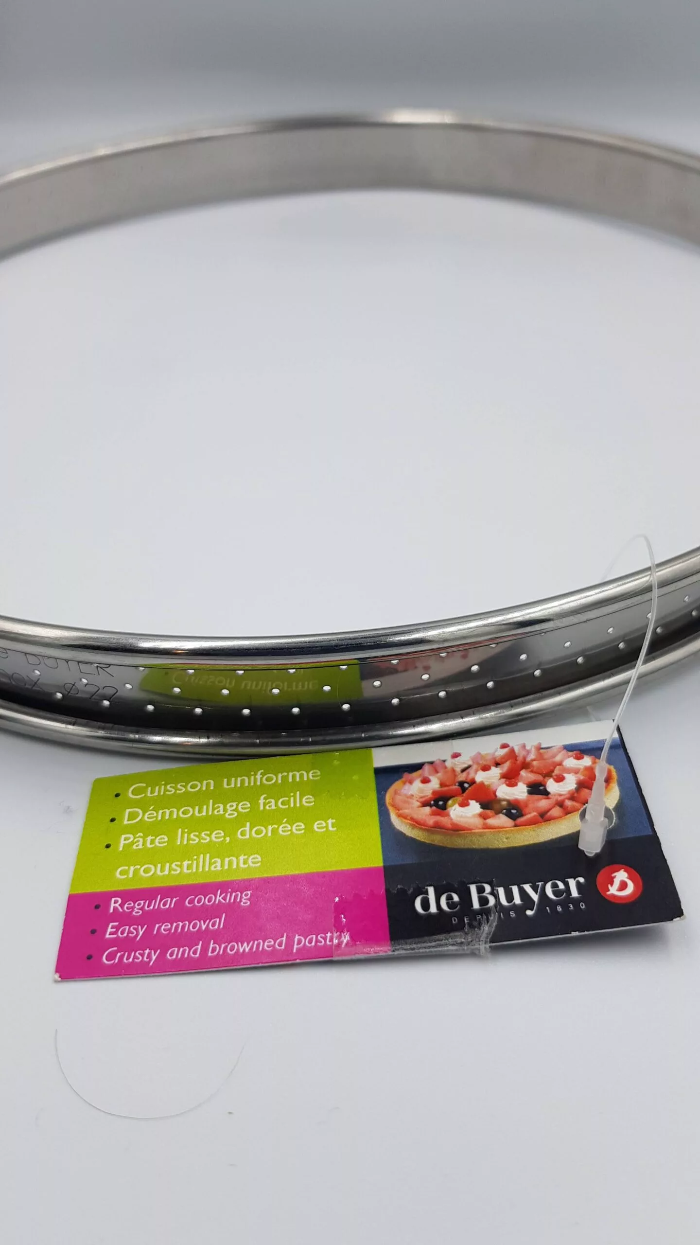 Cercle à tarte perforé inox 2cm de Buyer