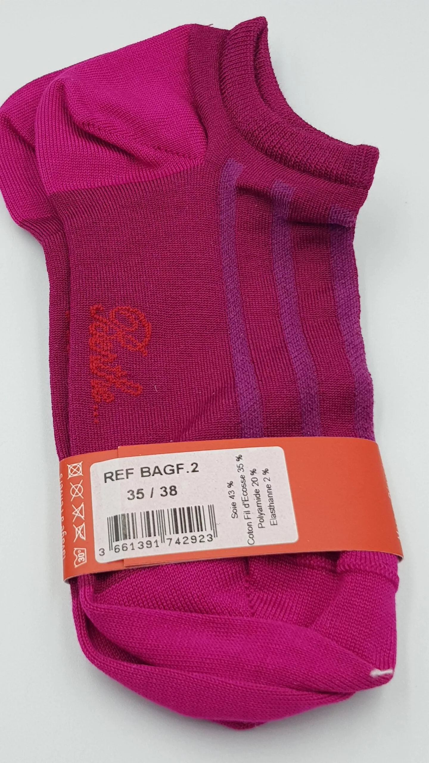 Chaussettes soie invisibles fuchsia Berthe aux Grands Pieds T35/38