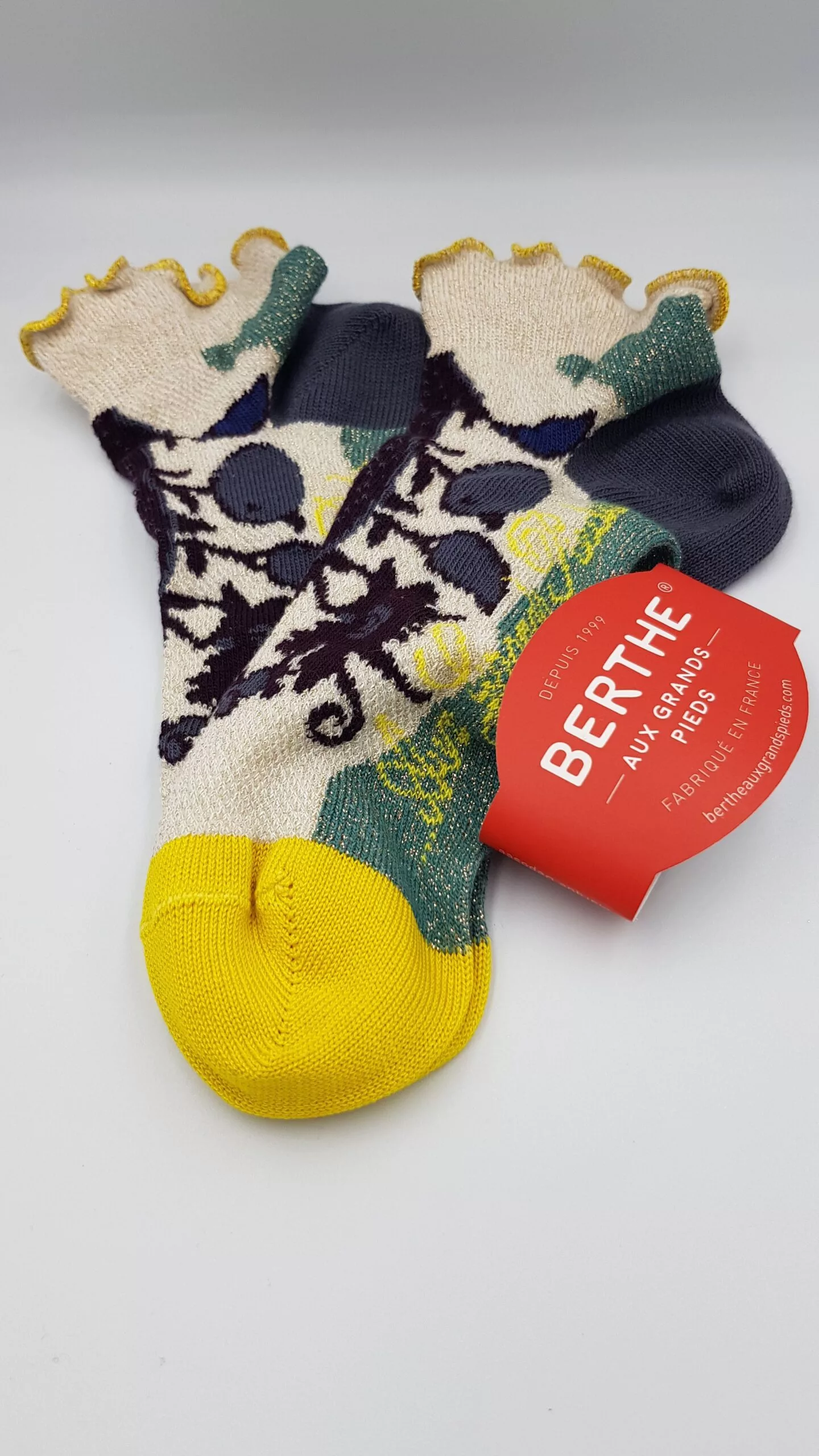 Chaussettes coton fantaisies jaune Berthe aux Grands Pieds T35/38