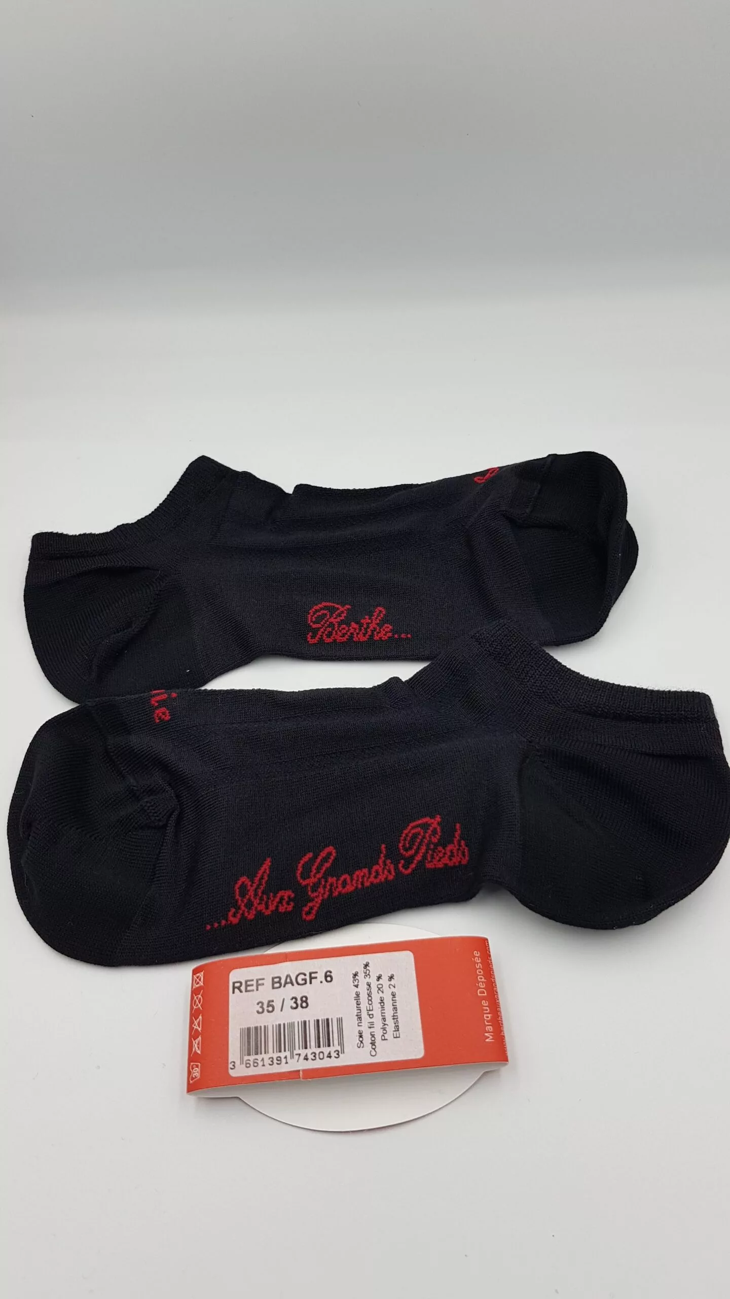 Chaussettes soie invisibles noir Berthe aux Grands Pieds T35/38