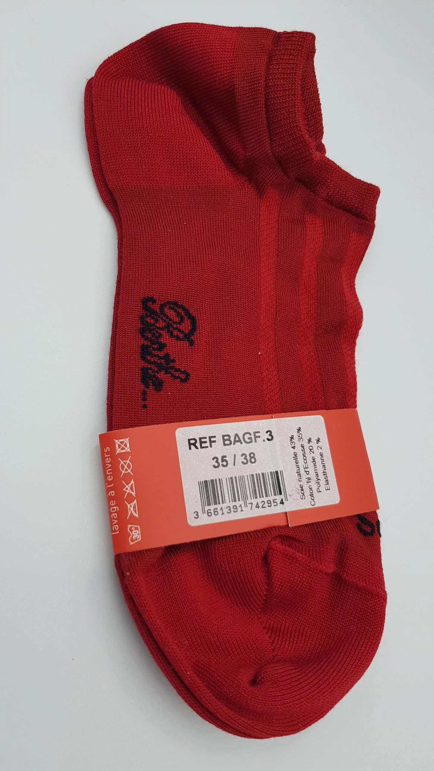 Chaussettes soie invisibles rouge Berthe aux Grands Pieds T35/38