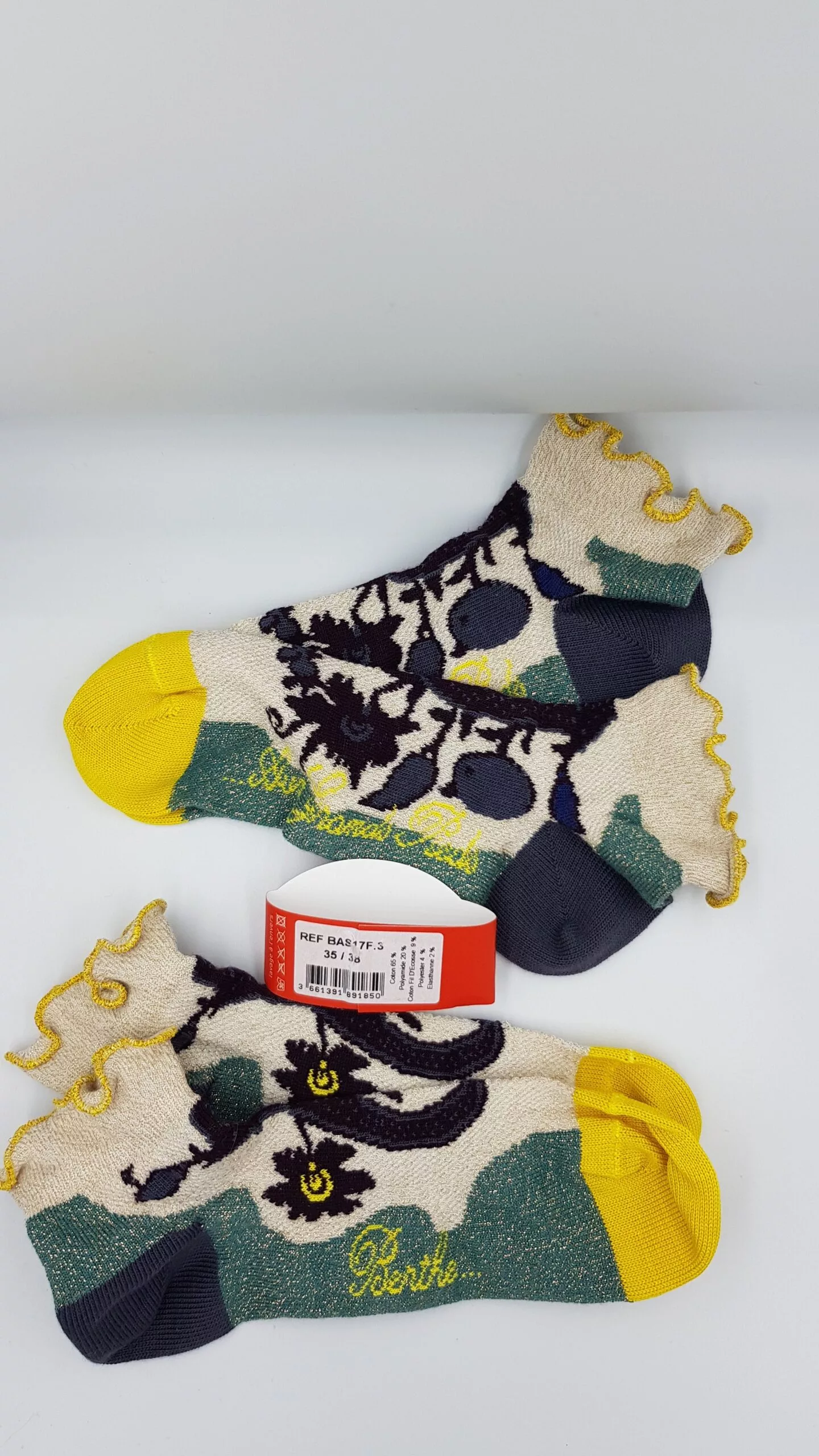 Chaussettes coton fantaisies jaune Berthe aux Grands Pieds T35/38