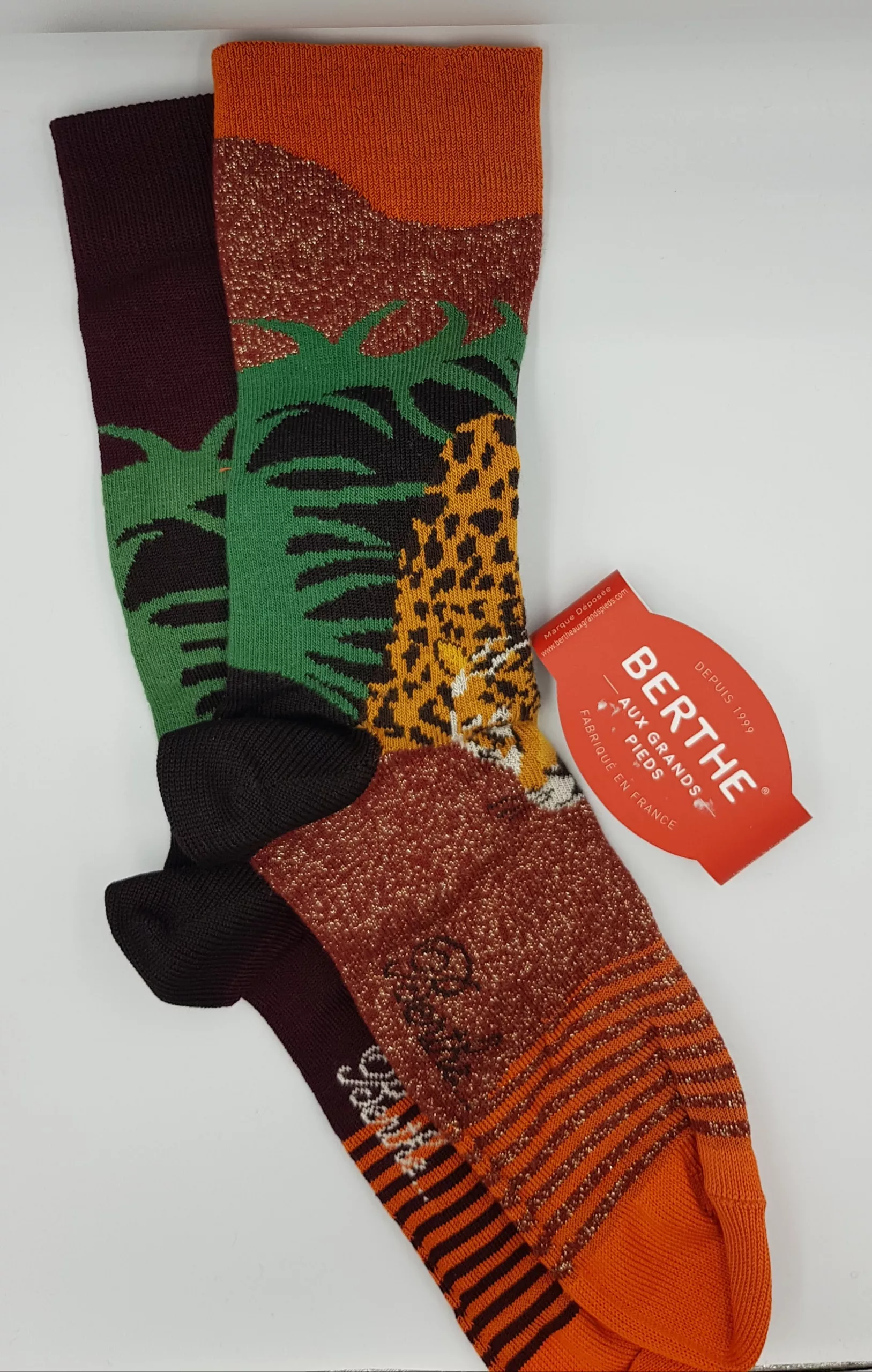 Chaussettes Homme Berthe aux Grands Pieds – Motif Savane & leopard – Fil d’Écosse