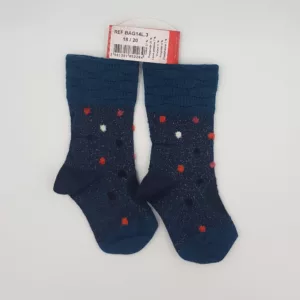 Chaussettes Enfant Berthe aux Grands Pieds – Marine Pailleté, Pois Multicolores & Vert Sapin