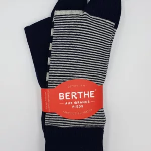 Duo de Chaussettes Homme Berthe aux Grands Pieds – 75% Fil d'Écosse – Marine & Marinière