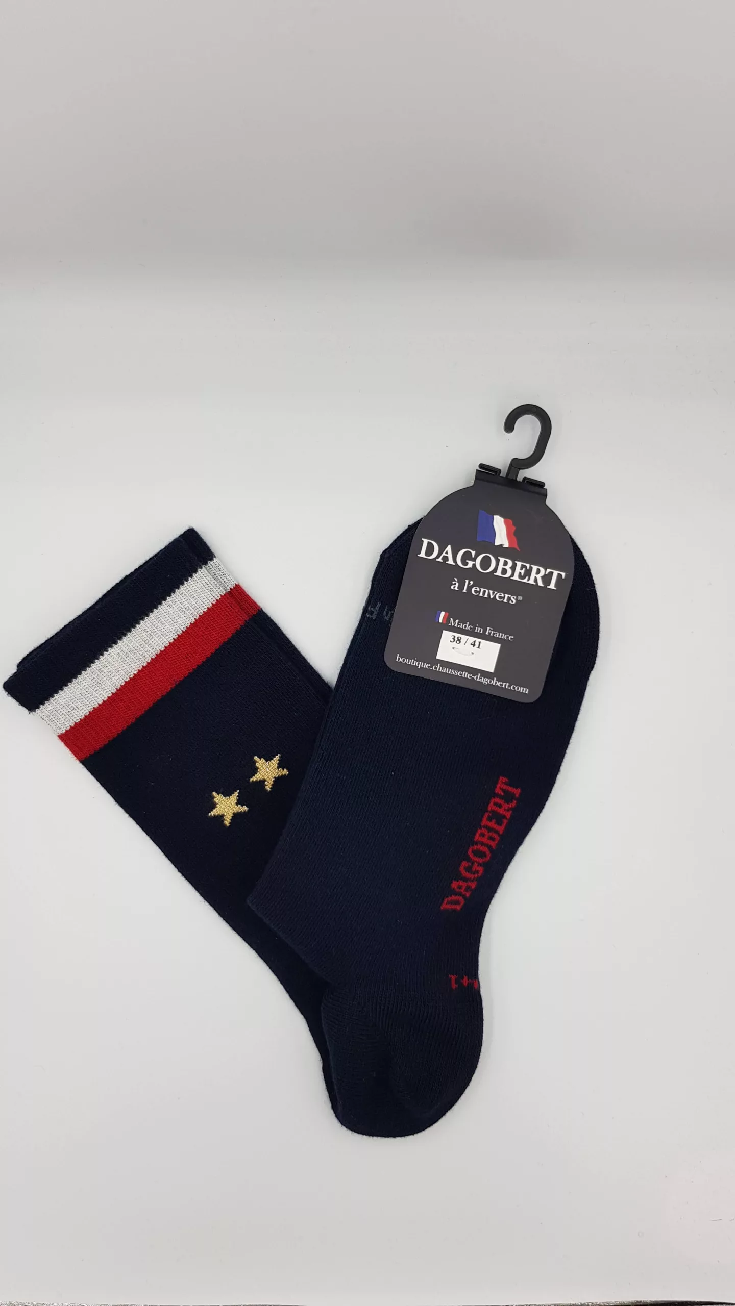 Chaussettes Homme « Champion » – Dagobert à l&rsquo;envers – Marine & Étoiles Or