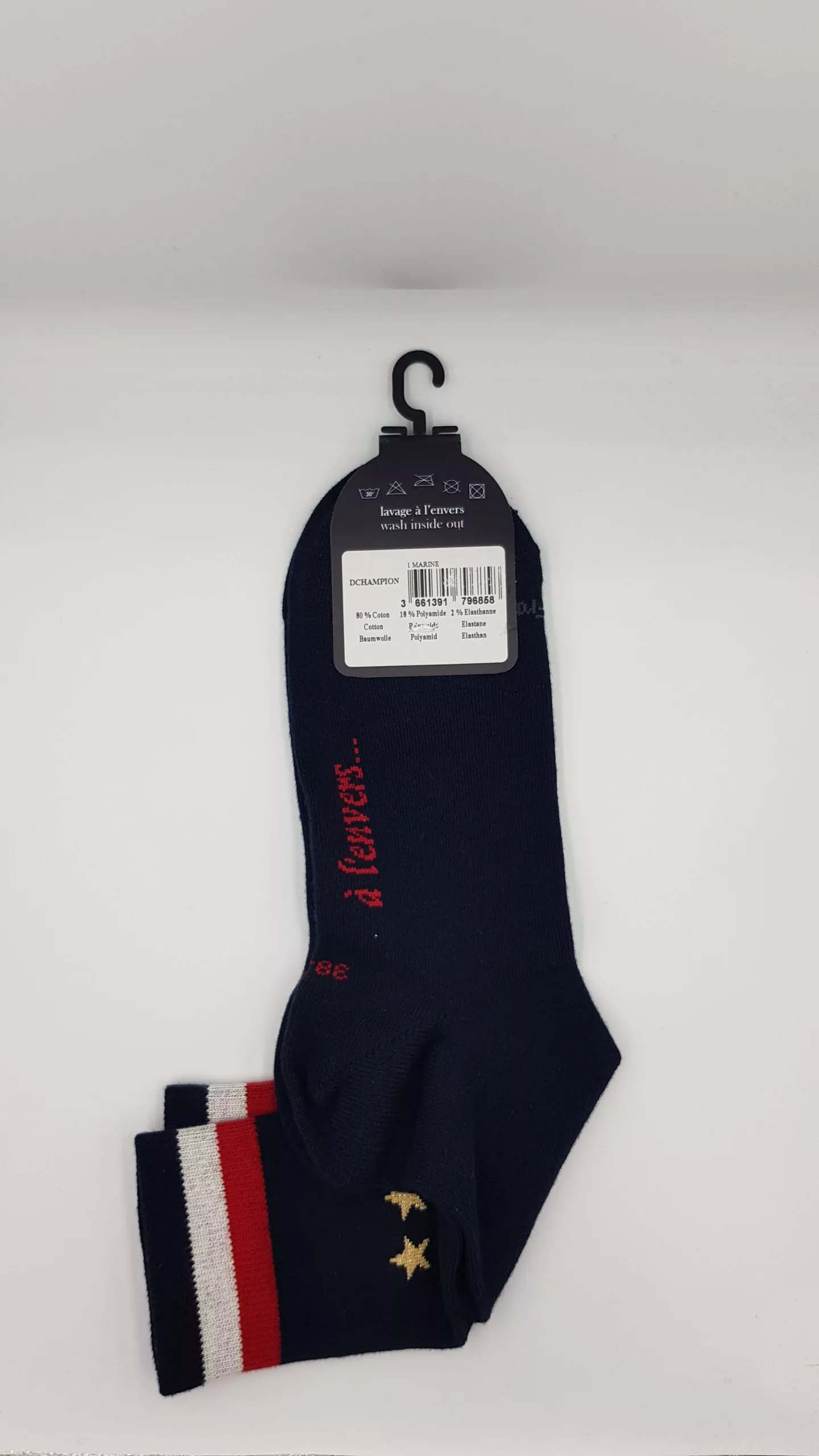 Chaussettes Homme « Champion » – Dagobert à l&rsquo;envers – Marine & Étoiles Or
