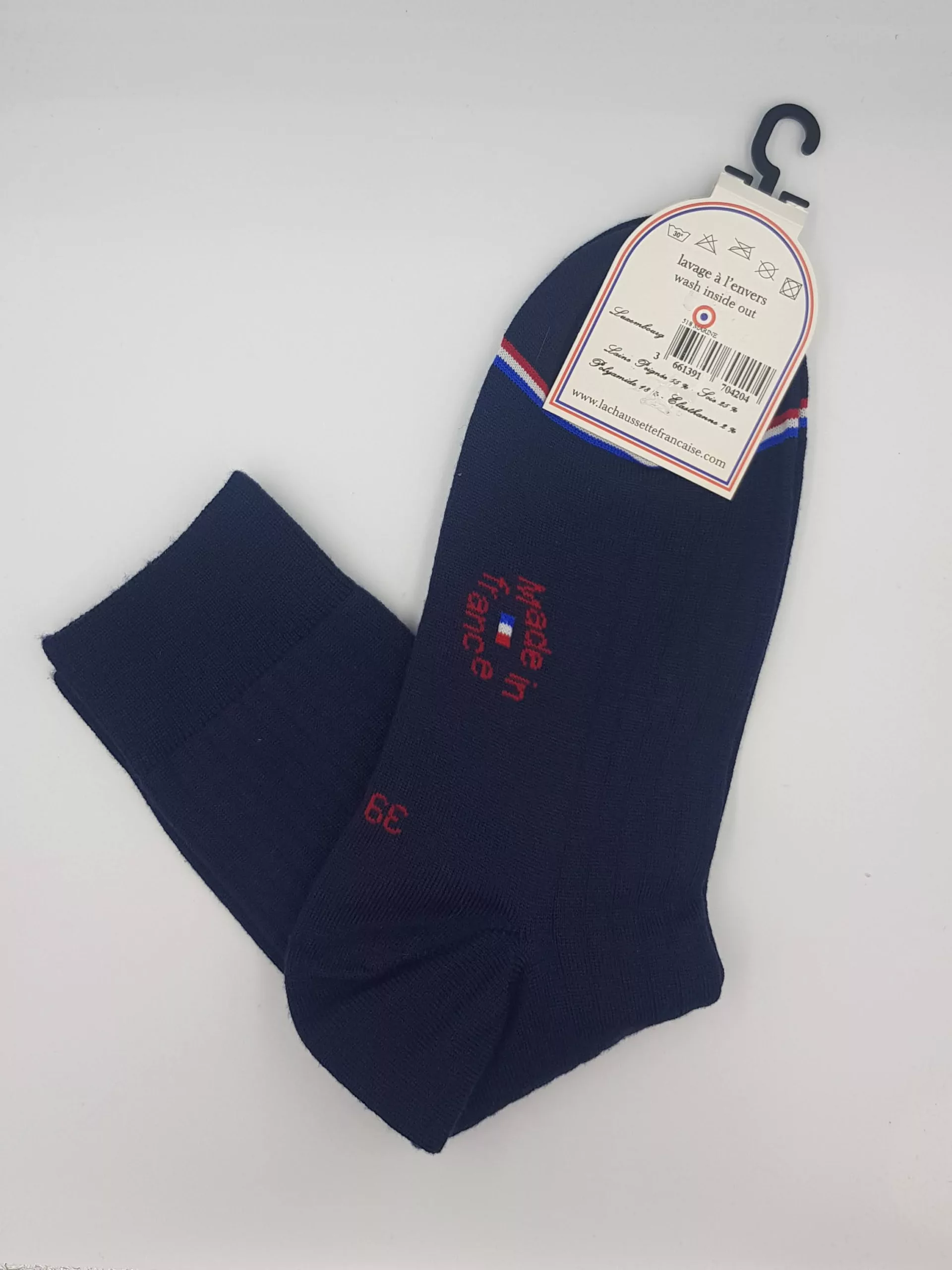 Chaussettes Homme Luxe Laine & Soie – Gamme Luxembourg – Bleu Marine