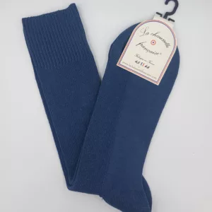 Chaussettes Homme en Fil d’Écosse Bleu Jean – Fabrication Française