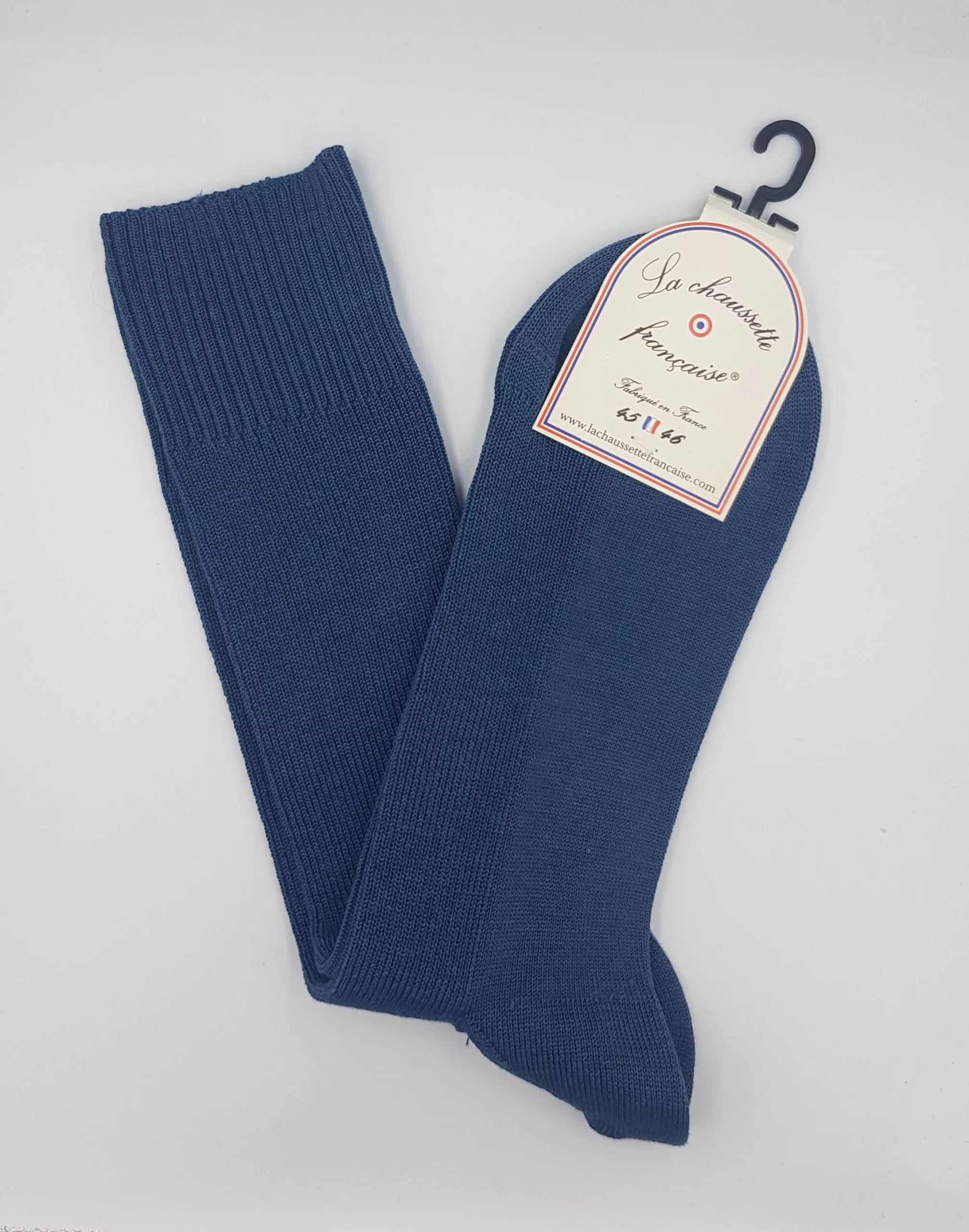 Chaussettes Homme en Fil d’Écosse Bleu Jean – Fabrication Française