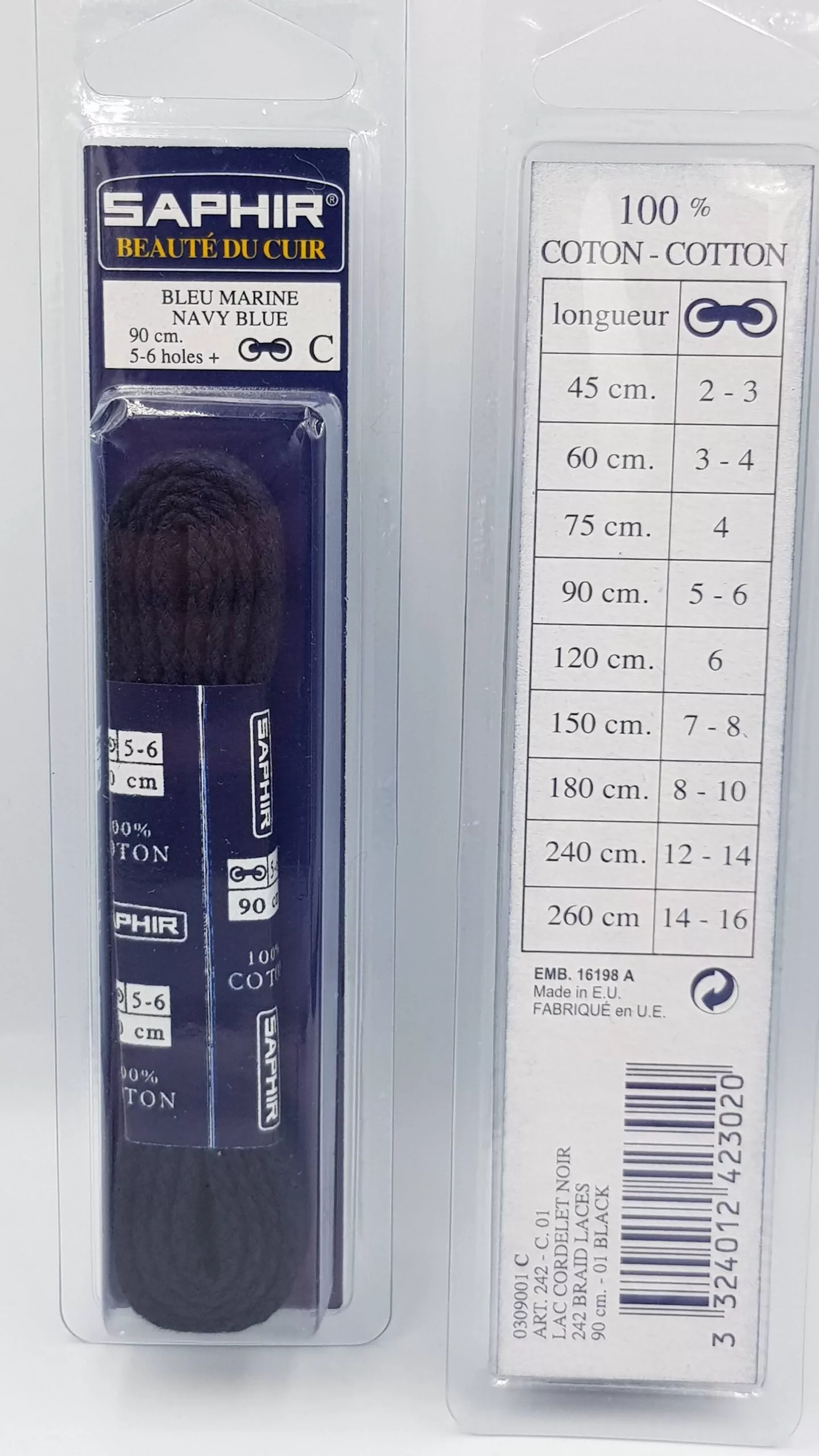 Lacets Cordelet Saphir (90 cm) | 100% Coton Robustesse et Couleur