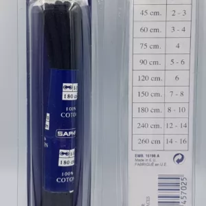 Lacets Ronds Fins Saphir (180 cm) | 100% Coton | Idéal Bottes et Travail Noir ou Marron foncé