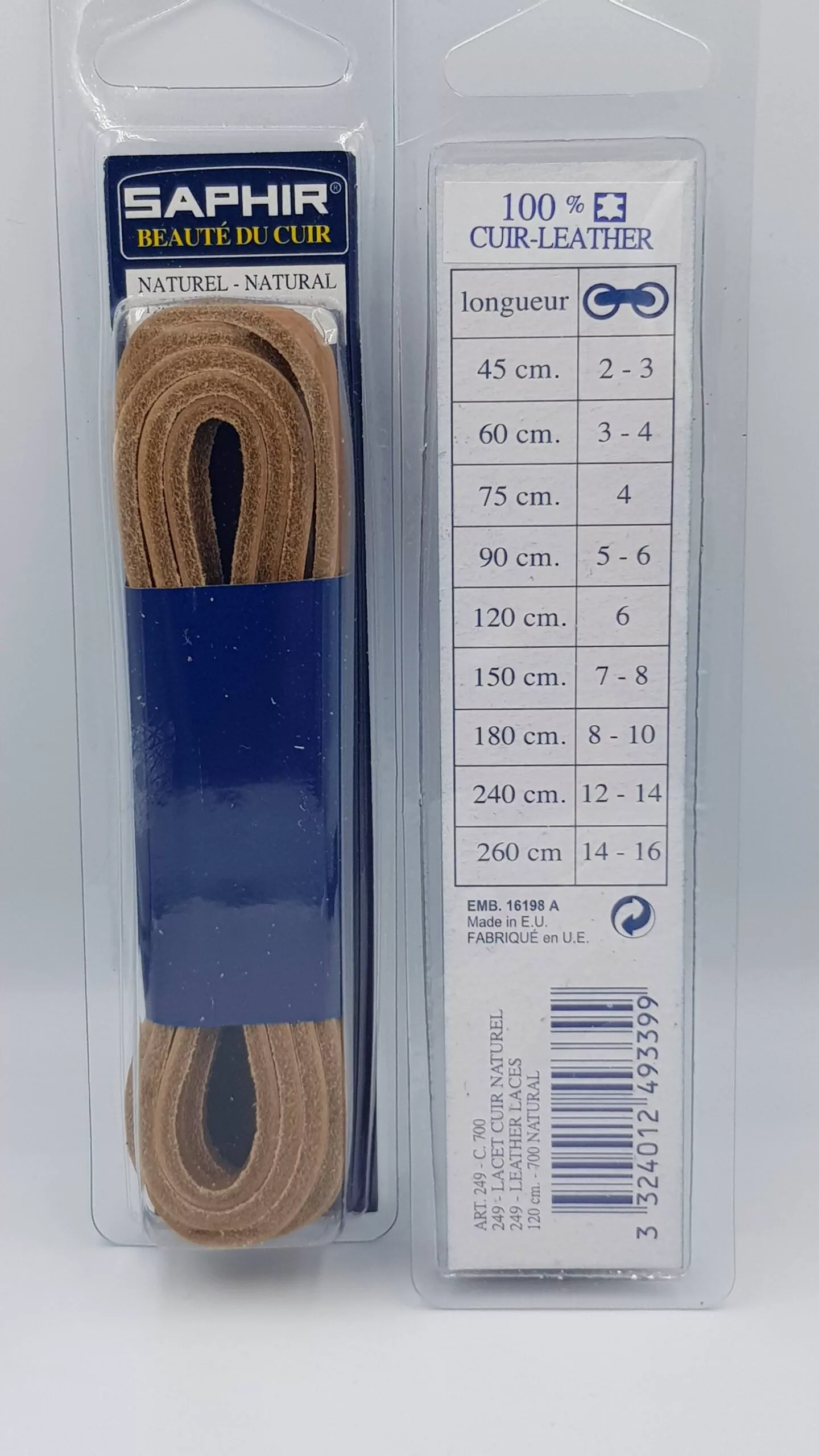 Lacets  en Cuir Saphir (120 cm) | 100% Cuir Naturel