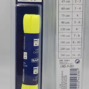 Lacets Plats Moyen Saphir (90 cm ) | 100% Coton Couleur jaune fuo (fluor yellow 98)