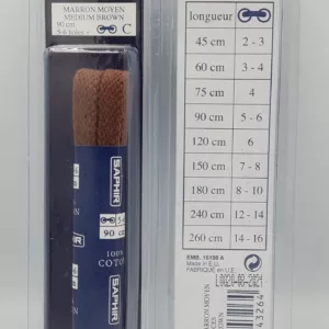 Lacets Plats Moyen Saphir (90 cm ) | 100% Coton Couleur marron moyen (medium brown 37)