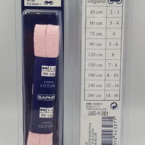 Lacets Plats Moyen Saphir (90 cm ) | 100% Coton Couleur rose pale (pink blush 27)