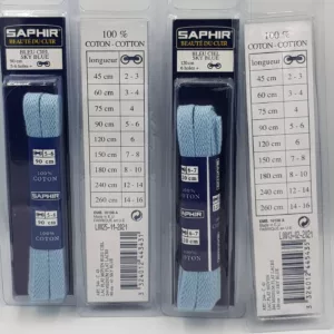 Lacets Plats Moyen Saphir (90 cm ou 120 cm) | 100% Coton Bleu ciel (sky blue 43)