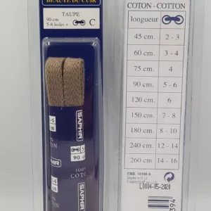 Lacets Plats Moyen Saphir (90 cm ) | 100% Coton Couleur taupe 16
