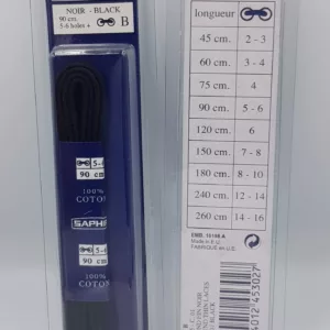 Lacets Ronds Fins Saphir (90 cm) | 100% Coton | Idéal Bottines Basses Noir, Marine, Marron Foncé