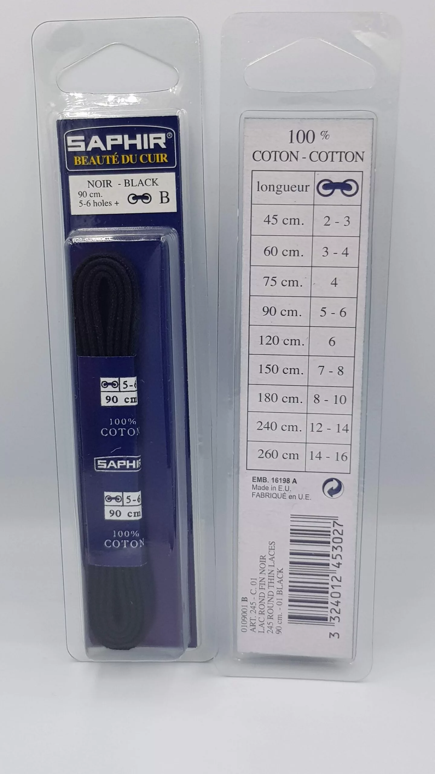 Lacets Ronds Fins Saphir (90 cm) | 100% Coton | Idéal Bottines Basses Noir, Marine, Marron Foncé