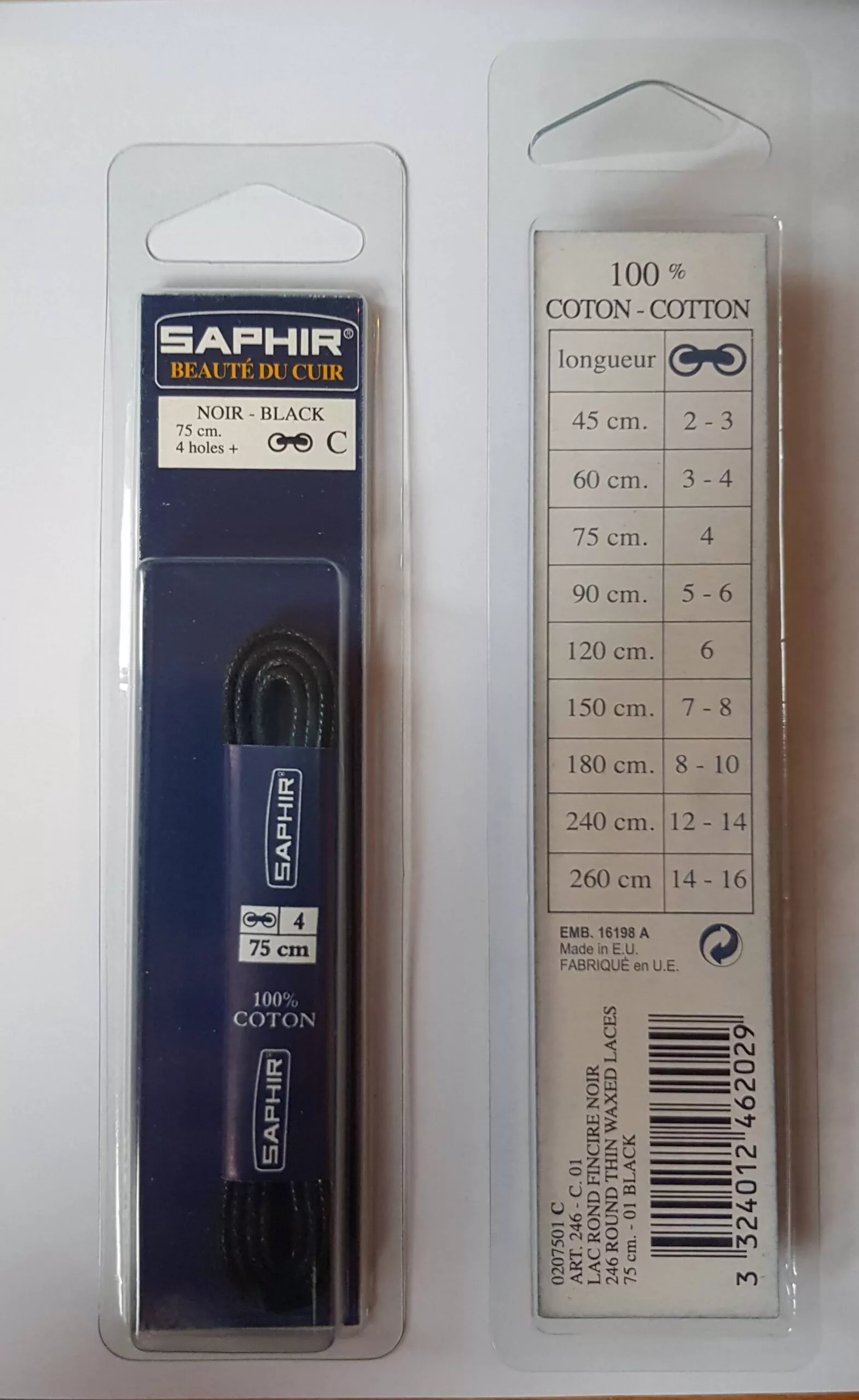 Lacets Ronds Cirés Saphir (75 cm) | 100% Coton Qualité Supérieure