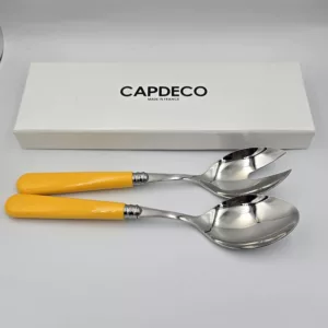 Service à Salade Design Hélios Altea | Manche Jaune Soleil & Inox 18/10 | Capdeco - Fabrication Française