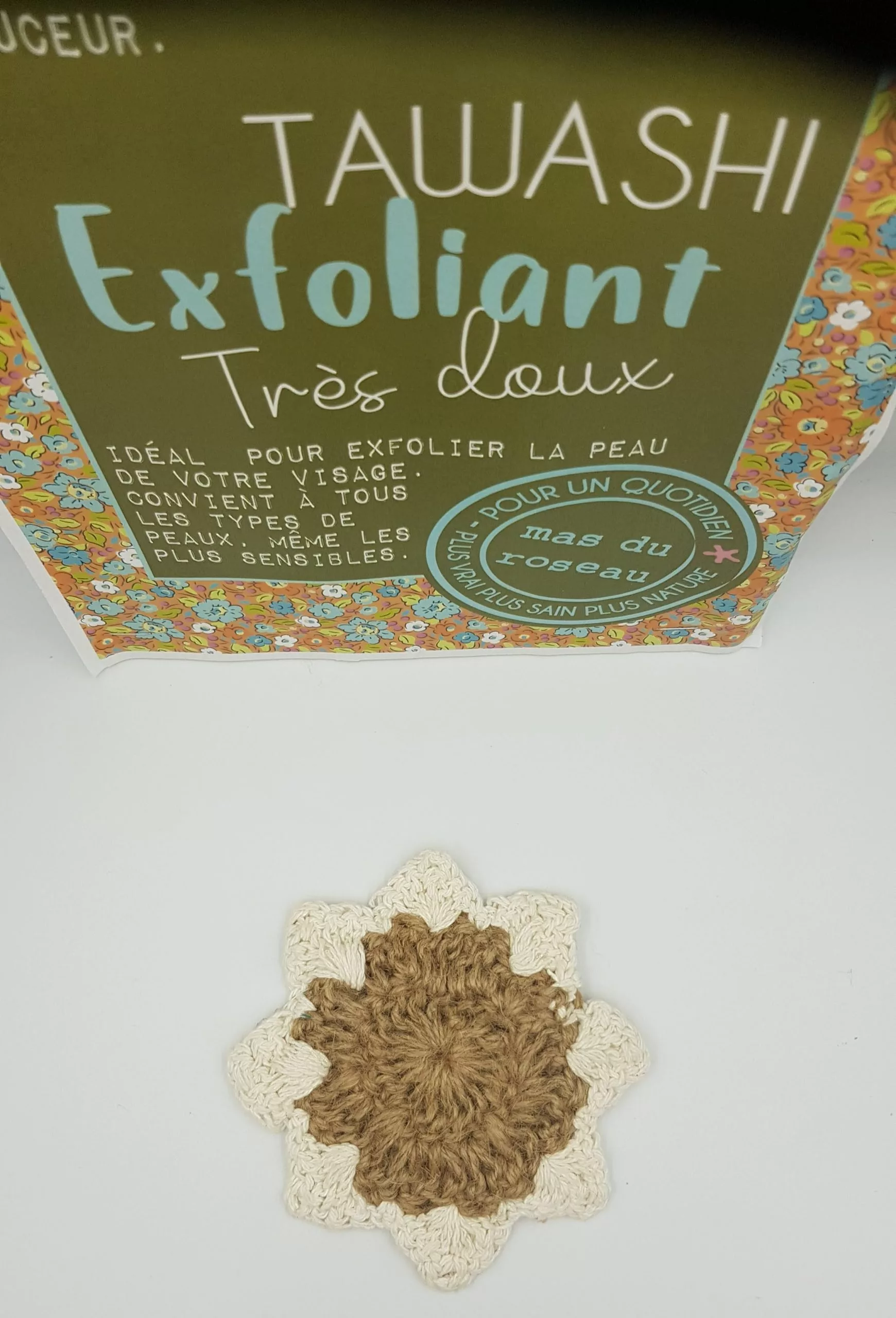 Lingette Démaquillante Tawashi Mas du Roseau | Exfoliante Douce Coton & Sisal