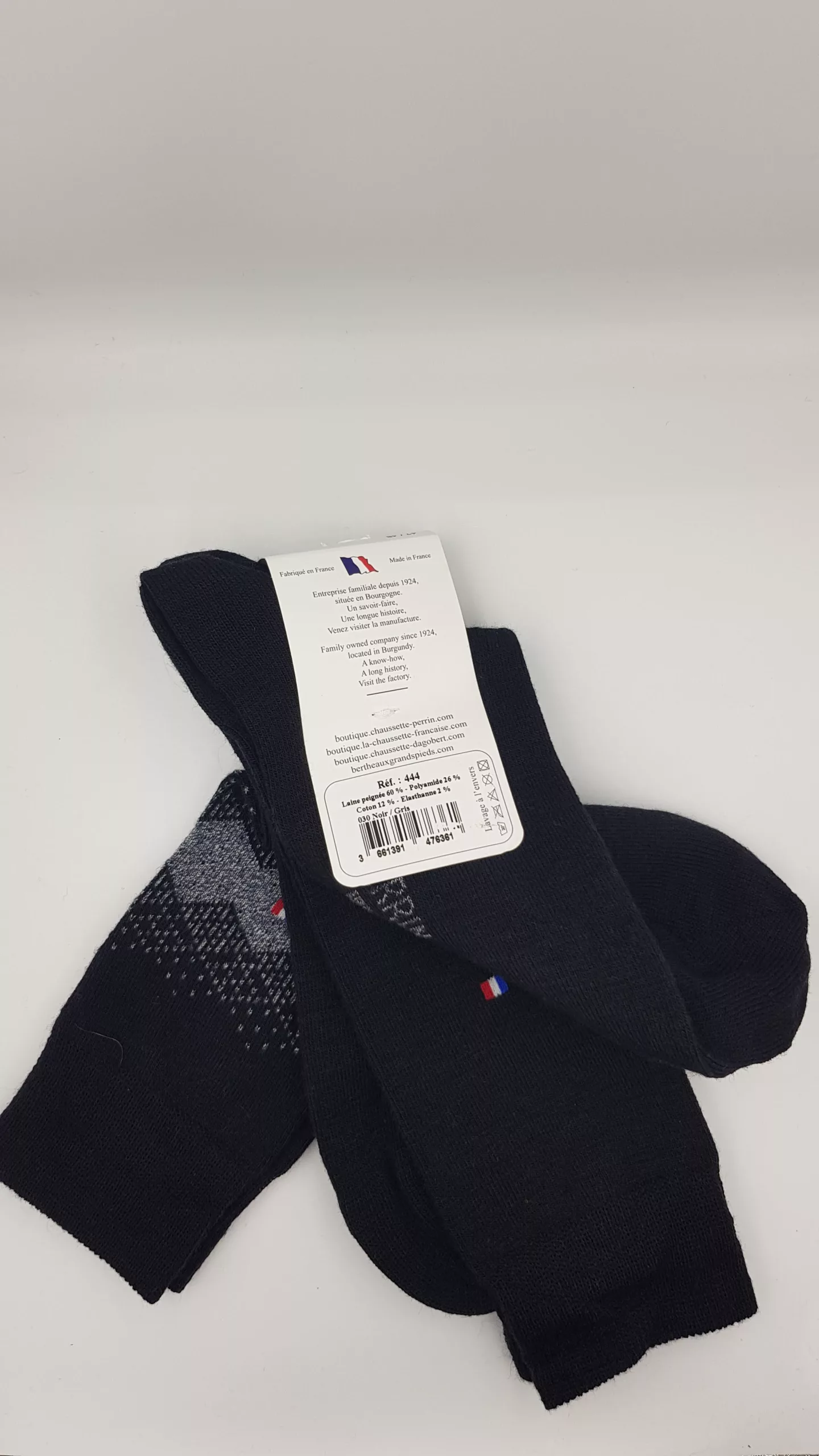 Duo de Chaussettes Homme en Laine Peignée – Manufacture Perrin (Taille 47/48)