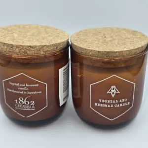 Bougie Naturelle Cire Végétale et Abeille Cerabella - Verre Ambré et Liège - 8 cm