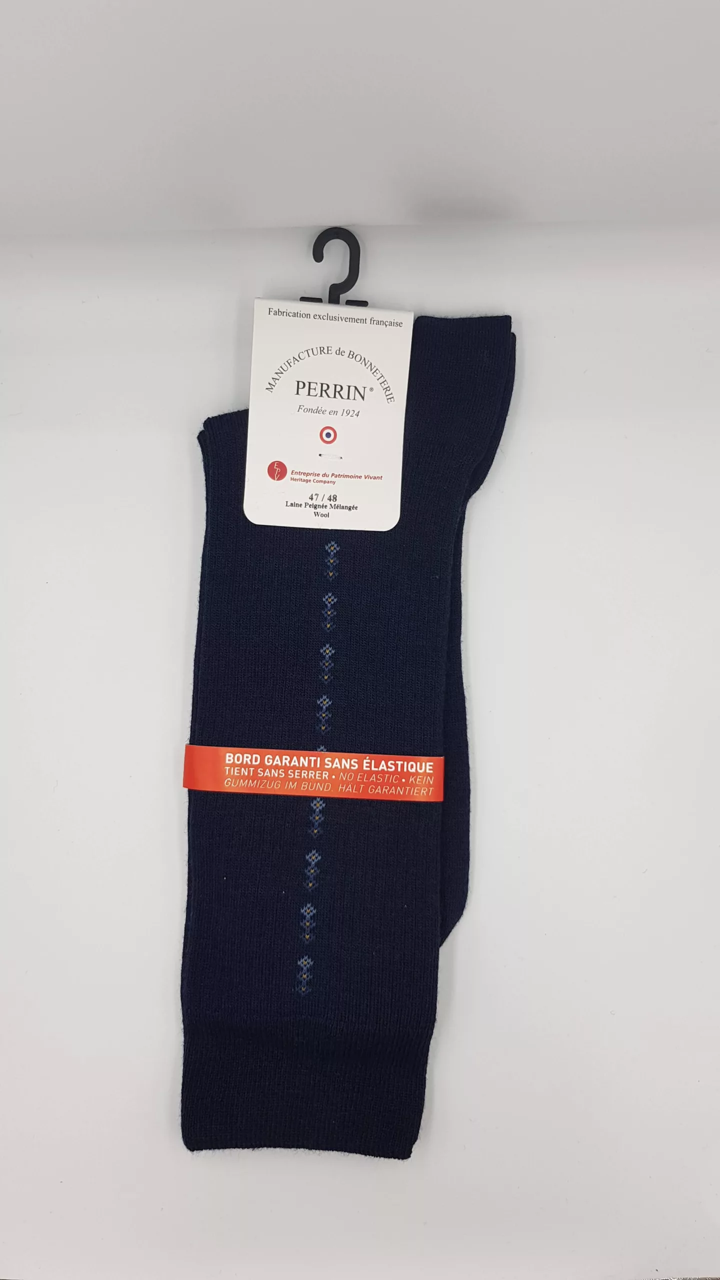 Chaussettes Mi-bas Homme en Laine Peignée Marine – Excellence Manufacture Perrin (43/44)