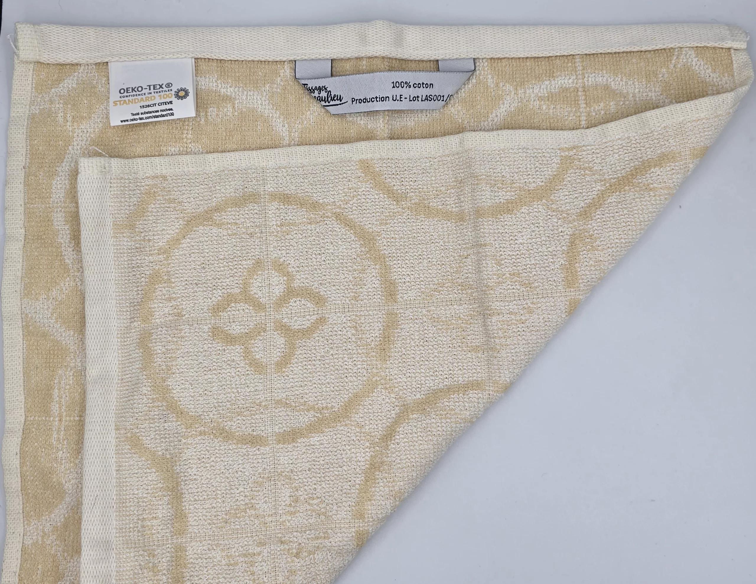 Épongette Carrée 100% Coton Jaune Paille – Tissage Beaulieu (32×32 cm)