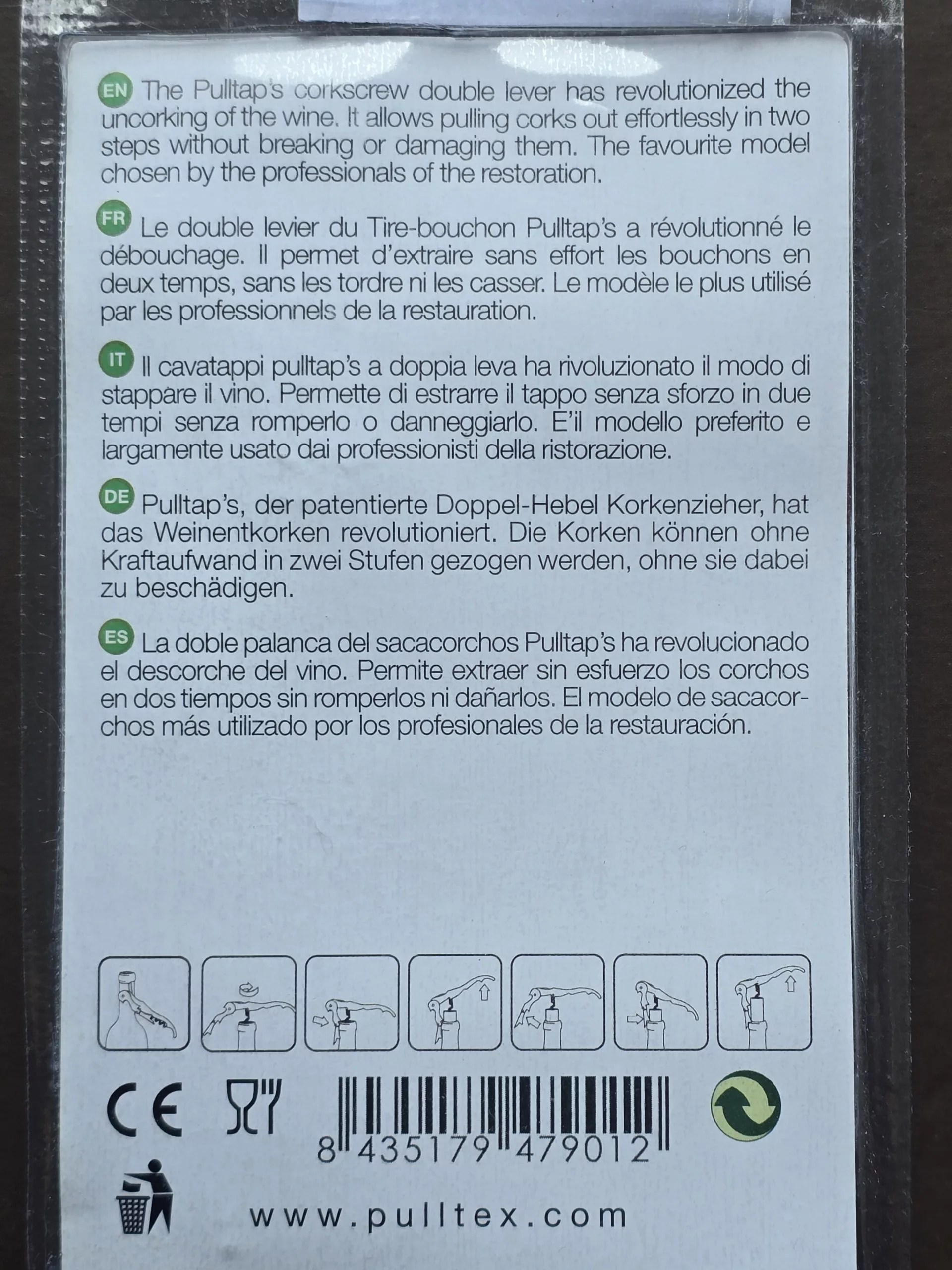 Tire-bouchon Sommelier Pulltap’s Pulltex Blanc – L&rsquo;original double levier