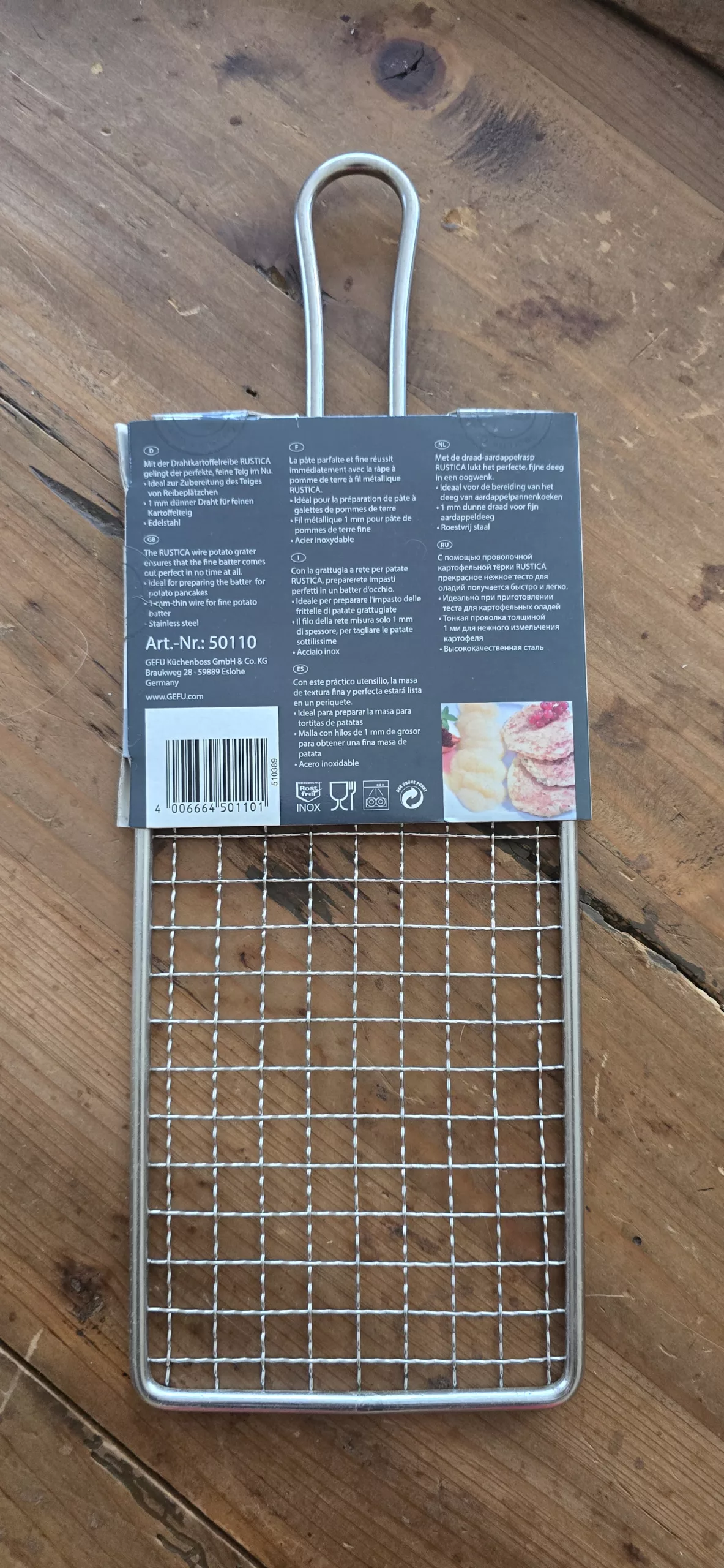 Râpe à Pommes de Terre Rustica GEFU en Inox – 4006664501101